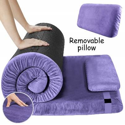 FBSPORT Memory Foam Floor Mattress with Pillow Camping Travel Roll-Up Guest Bed Sleeping Pad