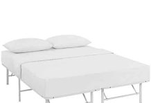 modway horizon replaces box spring folding metal mattress bed frame full white