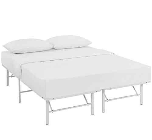 modway horizon replaces box spring folding metal mattress bed frame full white