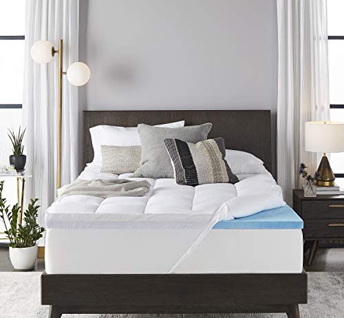 sleep innovations g top 95140 qn wht 4 inch dual layer gel memory foam