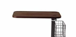 medline mds108015 fold flat overbed table walnut