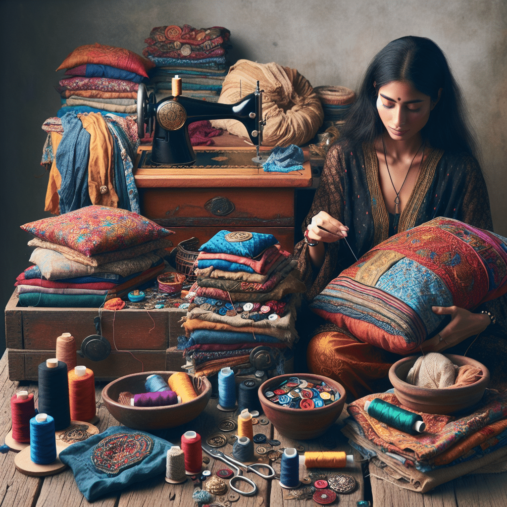 how to make diy pillows from old clothing and textiles 2