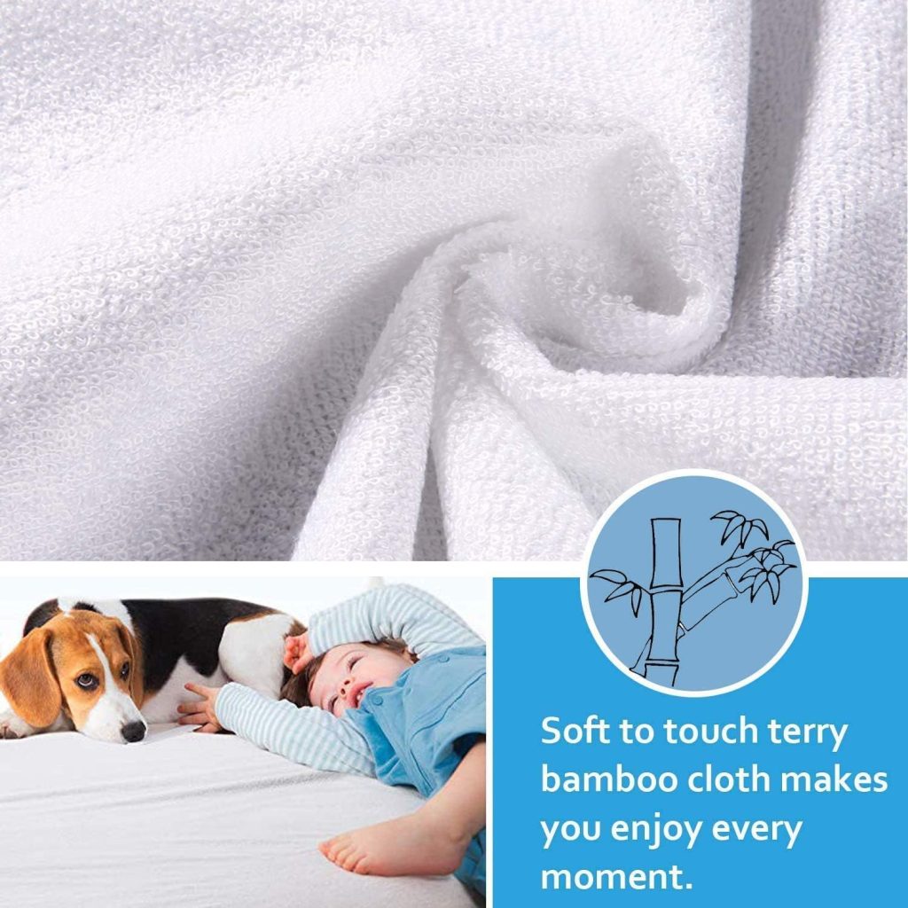 100% Waterproof Mattress Protector Queen Size Bed Bamboo Mattress Cover Breathable 3D Air Fabric Cooling Mattress Pad Cover Smooth Soft Noiseless Washable, 8-21 Deep Pocket