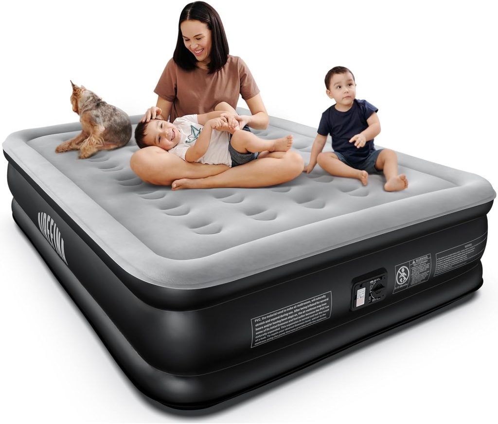 Airefina 18 Queen Size Air Mattress, Blow Up Mattress with Built-in Pump, Inflatable Mattress for Camping Guest, colchon Airbed - Self Inflating, Durable, Portable Waterproof Air Bed 80x60x18in Airefina 18 Queen Size Air Mattress, Blow Up Mattress with Built-in Pump, Inflatable Mattress for Camping Guest, colchon Airbed - Self Inflating, Durable, Portable Waterproof Air Bed 80x60x18in