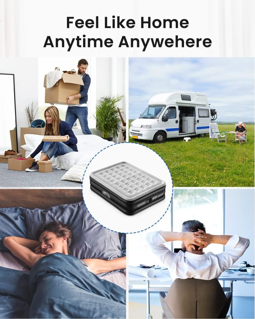 Airefina 18 Queen Size Air Mattress, Blow Up Mattress with Built-in Pump, Inflatable Mattress for Camping Guest, colchon Airbed - Self Inflating, Durable, Portable Waterproof Air Bed 80x60x18in Airefina 18 Queen Size Air Mattress, Blow Up Mattress with Built-in Pump, Inflatable Mattress for Camping Guest, colchon Airbed - Self Inflating, Durable, Portable Waterproof Air Bed 80x60x18in