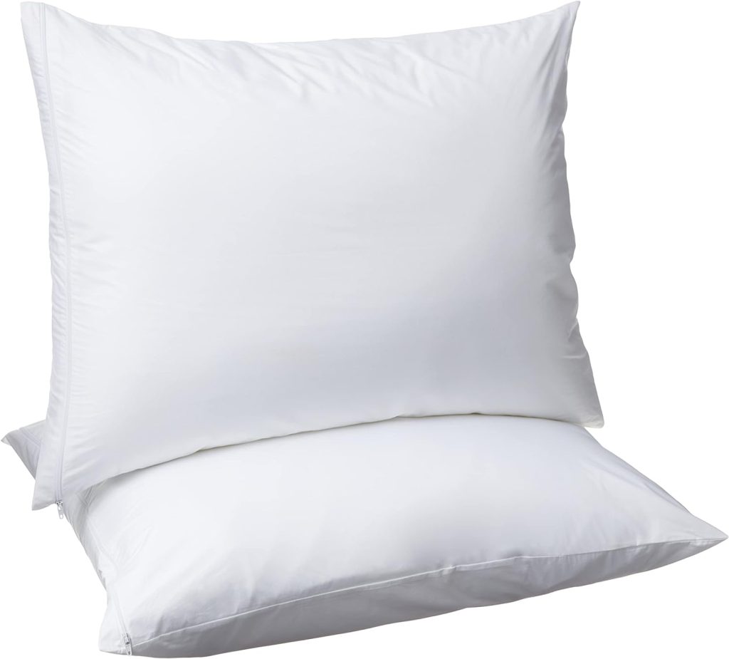 Amazon Basics Down Alternative Bed Pillow, Medium Density for Back and Side Sleepers, Standard, 26 x 20 Inch - Pack of 2, White