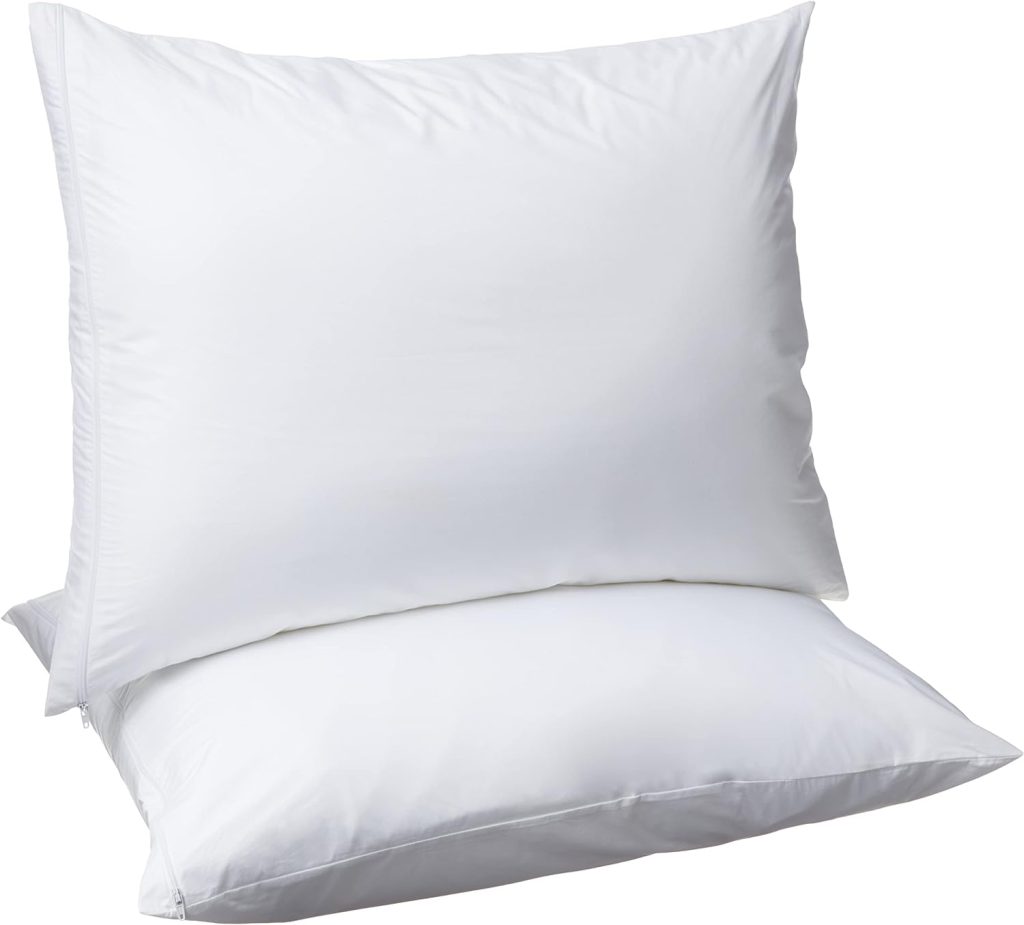 Amazon Basics Down Alternative Bed Pillow, Medium Density for Back and Side Sleepers, Standard, 26 x 20 Inch - Pack of 2, White