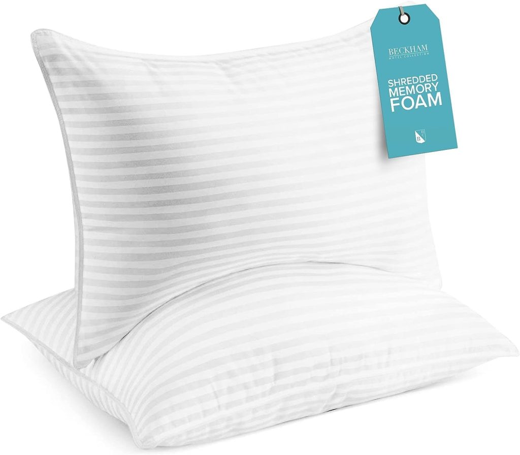 Beckham Hotel Collection Bed Pillows Standard / Queen Size Set of 2 - Down Alternative Bedding Gel Cooling Pillow for Back, Stomach or Side Sleepers