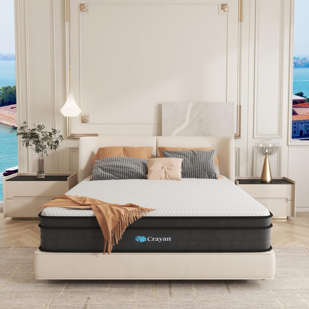 Crayan Queen Mattress, 12 Inch Memory Foam Mattress Queen Size, Hybrid Mattress in a Box with Individual Pocket Spring for Motion Isolation  Silent Sleep, Pressure Relief, CertiPUR-US