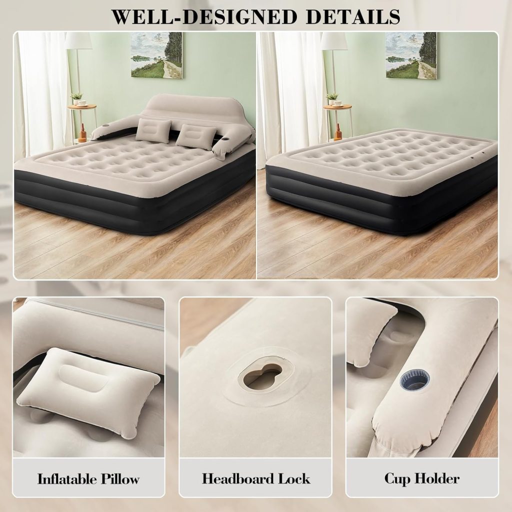 DIMAR GARDEN King Size Air Mattress with Backrest and Pump,Blow Up Mattress Inflatable Bed with Pillows DIMAR GARDEN King Size Air Mattress with Backrest and Pump,Blow Up Mattress Inflatable Bed with Pillows