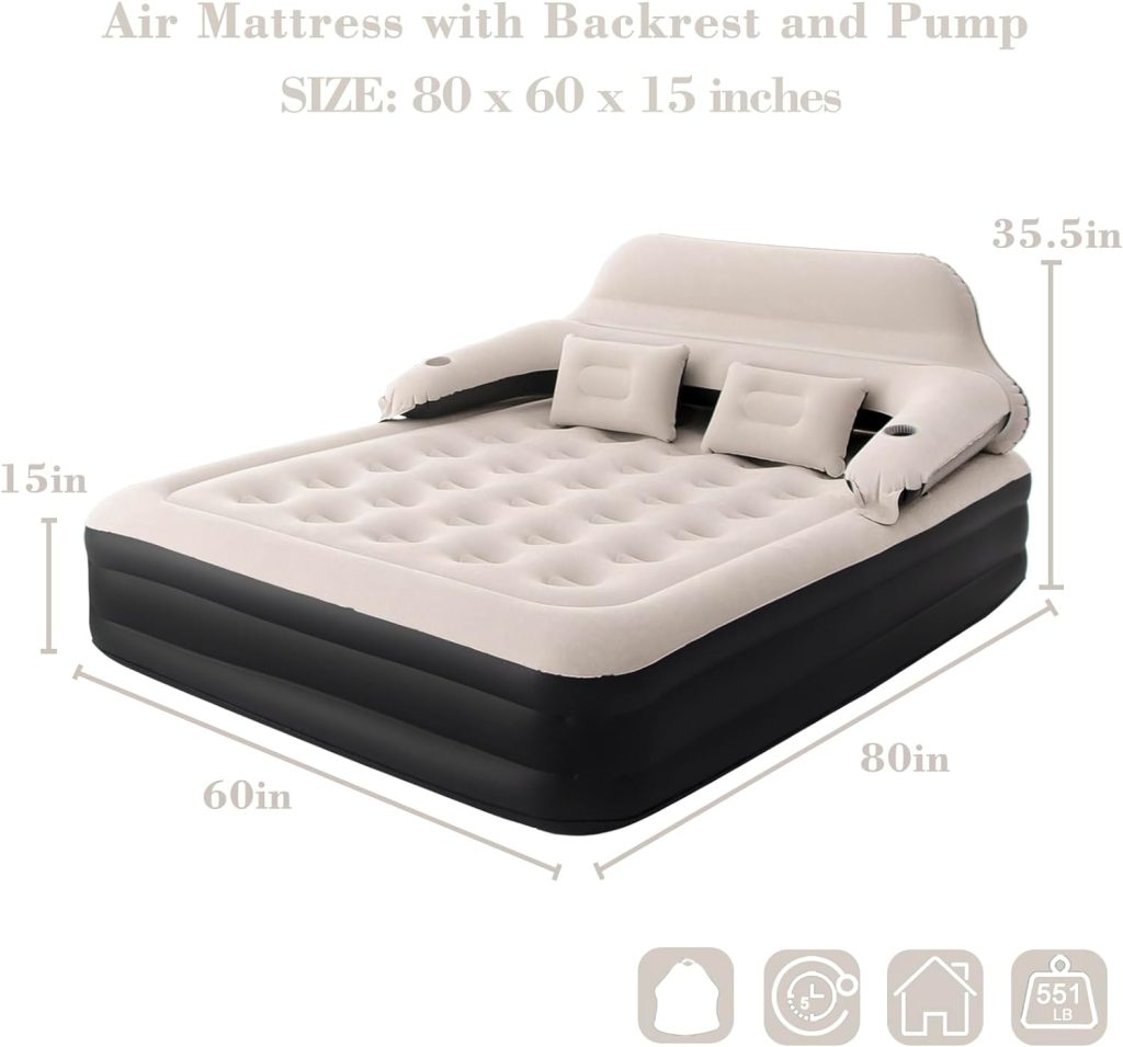 DIMAR GARDEN King Size Air Mattress with Backrest and Pump,Blow Up Mattress Inflatable Bed with Pillows DIMAR GARDEN King Size Air Mattress with Backrest and Pump,Blow Up Mattress Inflatable Bed with Pillows