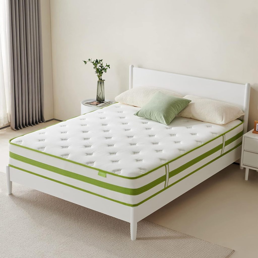 Dourxi Full Mattress 10 Inch, Hybrid Mattress with Cooling Gel Memory Foam and Pocket Spring, Organic Cotton Fabric Cover, Mattress in a Box, Medium Firm Feel, 54*75*10, Full