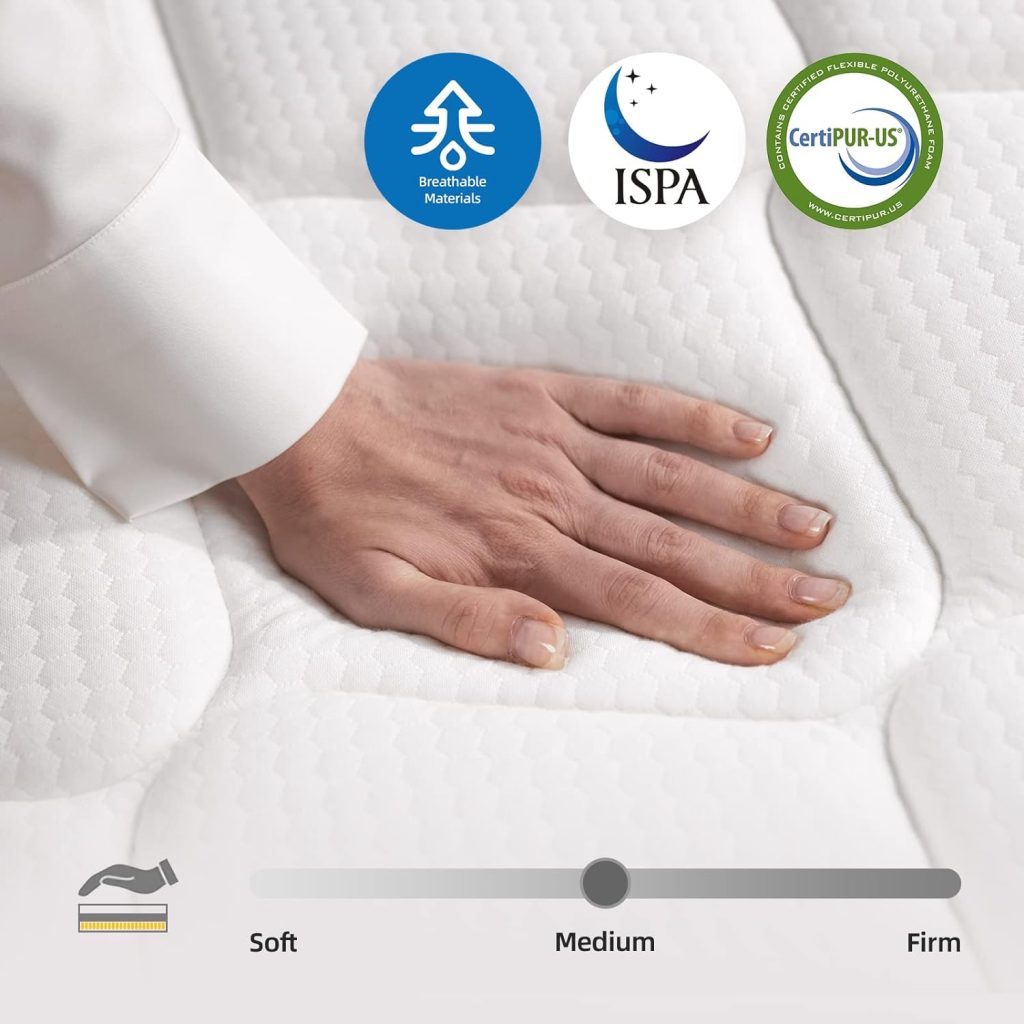 elitespace Queen Size Mattress,10 Inch Grey Memory Foam Hybrid Queen Mattresses in a Box,Individual Pocket Spring Breathable Comfortable for Sleep Supportive and Pressure Relief, CertiPUR-US.
