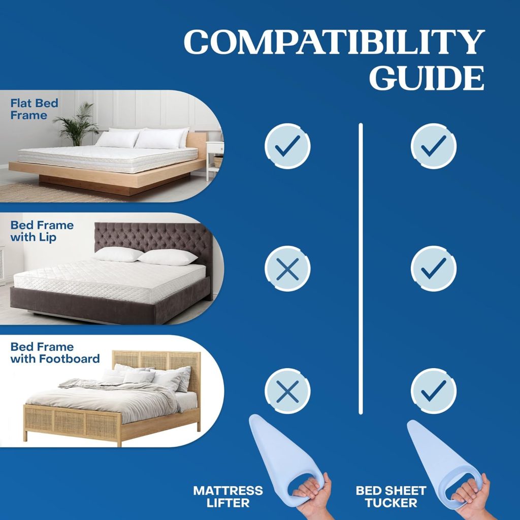 FeelAtHome Bed LIFTucker | 2in1 Bed Maker - Mattress Lifter and Bed Sheet Tucker Tool - Lift and Hold The Mattress While Changing Sheets - Tucks Fitted and Flat Bed Sheets