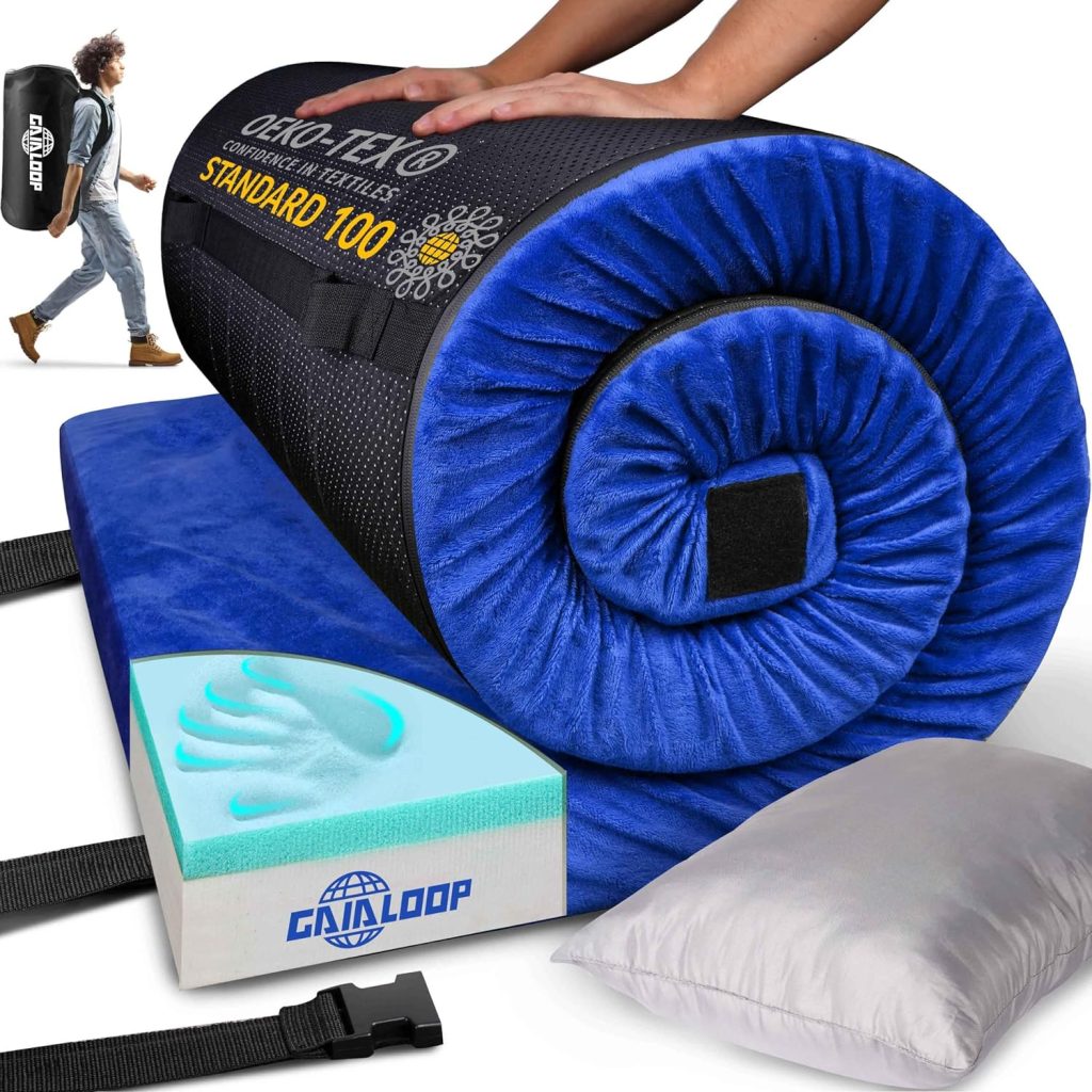 GAIALOOP 3 INCH Thick Memory Foam Camping Pad Futon Mattress Full, Portable Floor Sleeping Mat Sleepover Guest Bed Roll Up Mattress for Indoor Outdoor Travel GAIALOOP 3 INCH Thick Memory Foam Camping Pad Futon Mattress Full, Portable Floor Sleeping Mat Sleepover Guest Bed Roll Up Mattress for Indoor Outdoor Travel