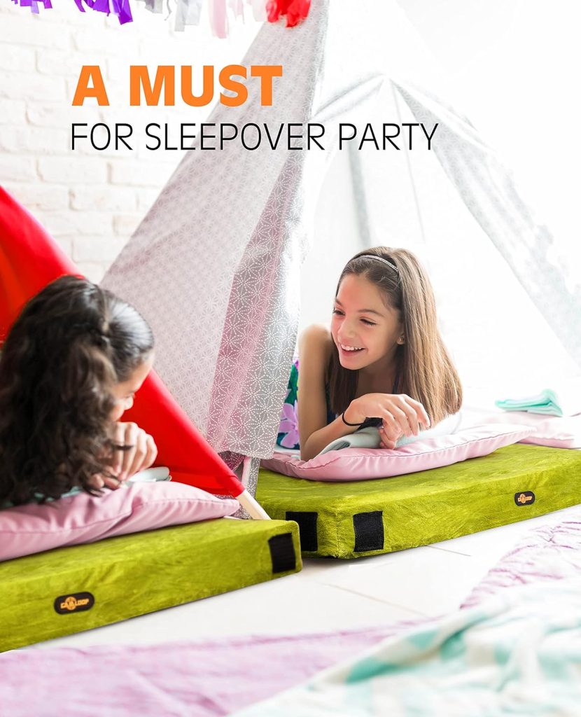 GAIALOOP Thick Memory Foam Camping Mattress Sleeping Pad [Car/Tent/Cot] 3 Inch Portable Floor Mat Roll Up for Guests Kids Adult Sleepover