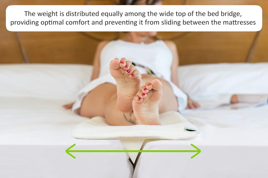 Insieme 12 Extra Wide  Thin Bed Bridge Pad Twin to King. Strapless. Use to Cover  Fill Gap Between Combined Beds or Split King Adjustable Mattresses. 3 V-Shape Middle Wedge  0.4 Thin Edges