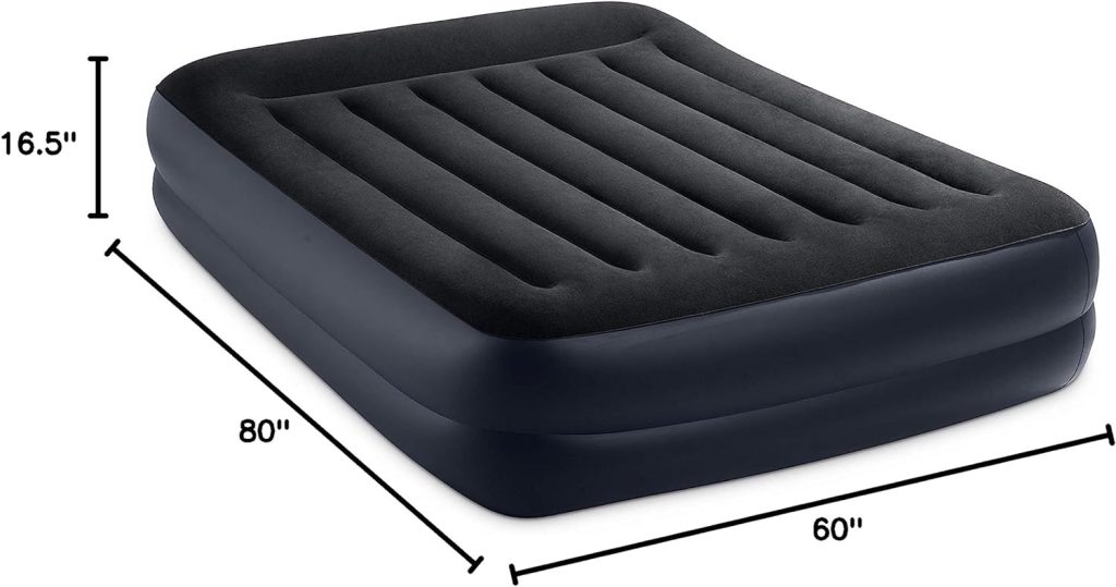INTEX 64131ED Dura-Beam Plus Deluxe Pillow Rest Air Mattress: Fiber-Tech – Twin Size – Built-in Electric Pump – 16.5in Bed Height – 300lb Weight Capacity, Grey