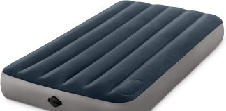 intex 64781e dura beam standard single high air mattress fiber tech twin size 2 step pump 10in bed height 300lb weight c 10