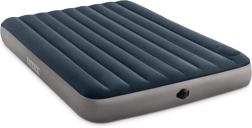 Intex 64781E Dura-Beam Standard Single-High Air Mattress: Fiber-Tech – Twin Size – 2-Step Pump – 10in Bed Height – 300lb Weight Capacity