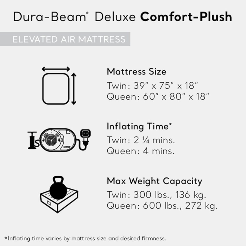 Intex Dura-Beam Deluxe Comfort Plush Air Mattress Series with Internal Pump Intex Dura-Beam Deluxe Comfort Plush Air Mattress Series with Internal Pump