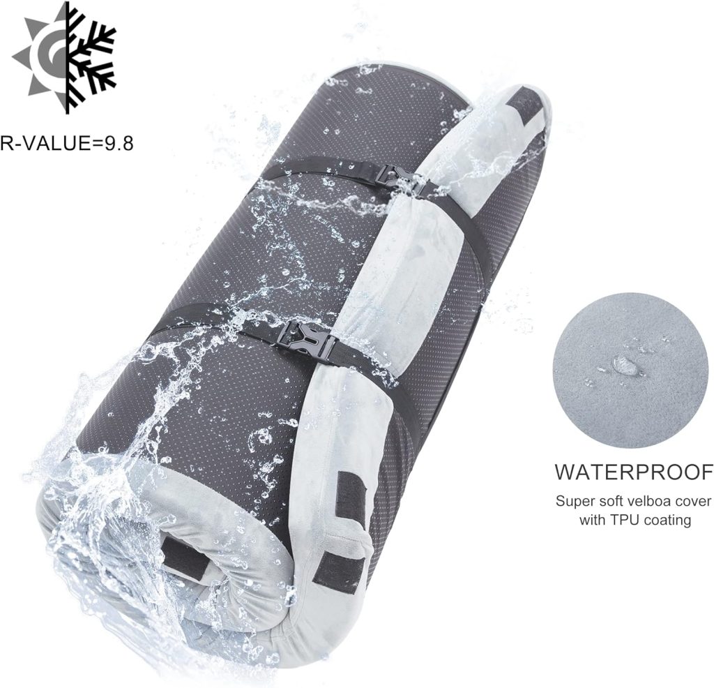 Kingfun 3 Inch CertiPUR-US Memory Foam Camping Mattress, Waterproof Roll up Sleeping Pad for Adults, Comfortable Thick Floor Sleeping Mats for Car Truck Tent with Removable Travel Bag