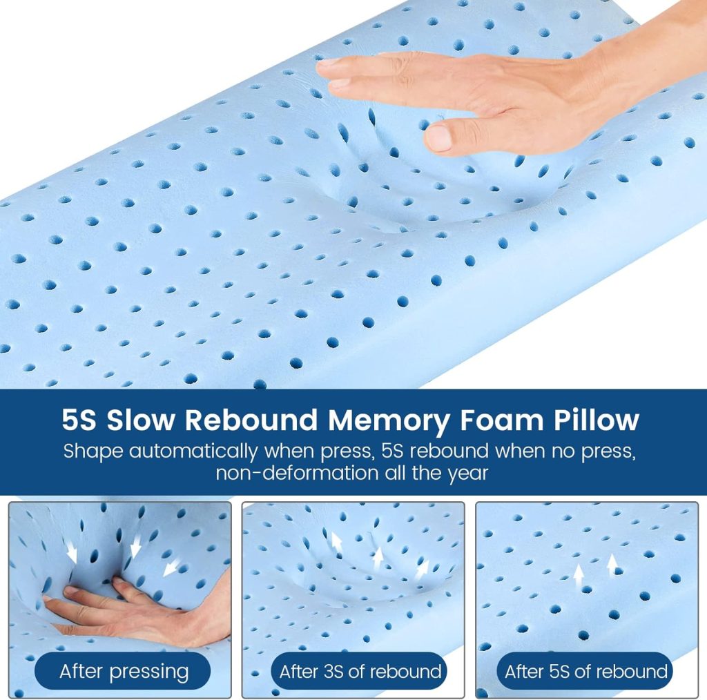 Memory Foam Pillows Neck Pillow Bed Pillow for Sleeping, Ergonomic Cervical Pillow for Neck and Shoulder Pain Relief,Orthopedic Contour Pillow for Side Back Stomach Sleeper