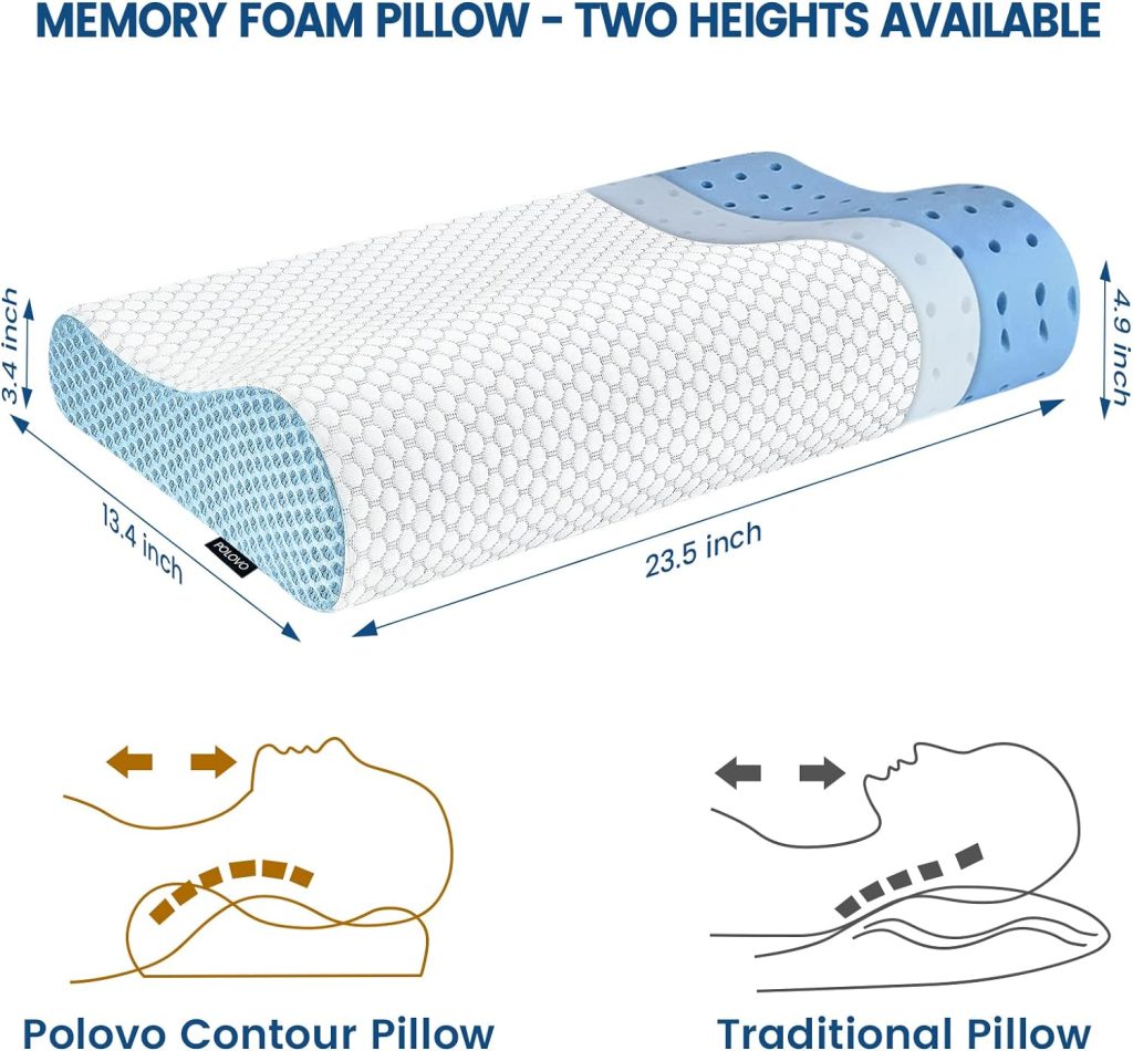 Neck Pillow Memory Foam for Pain Relief Bed Pillow for Sleeping, Ergonomic Orthopedic Cervical for Neck and Shoulder Pain, Side Back Stomach Sleeper
