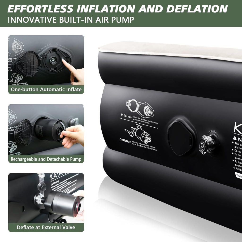 Queen Air Mattress with Built-in Wireless Pump  Flocked Surface 18 Elevated Blow up Mattress for Home  Camping Durable Inflatable Mattress Quick Inflation/Deflation Air Bed with Carry Bag, Black