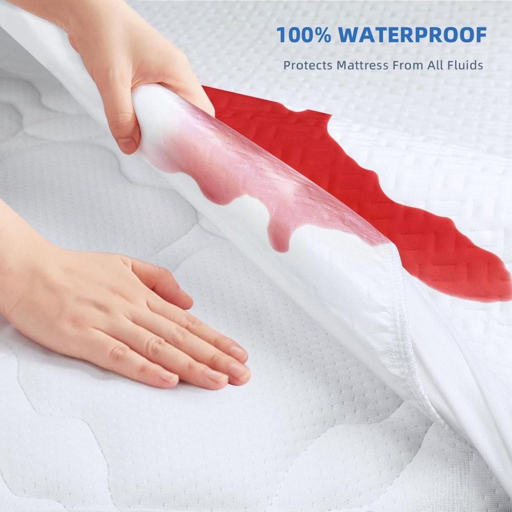 RestGuard 100% Waterproof Mattress Protector Queen, Breathable Cooling Bamboo 3D Air Fabric Mattress Cover, Soft Noiseless Bed Cover, Machine Washable, 8-21 Deep Pocket