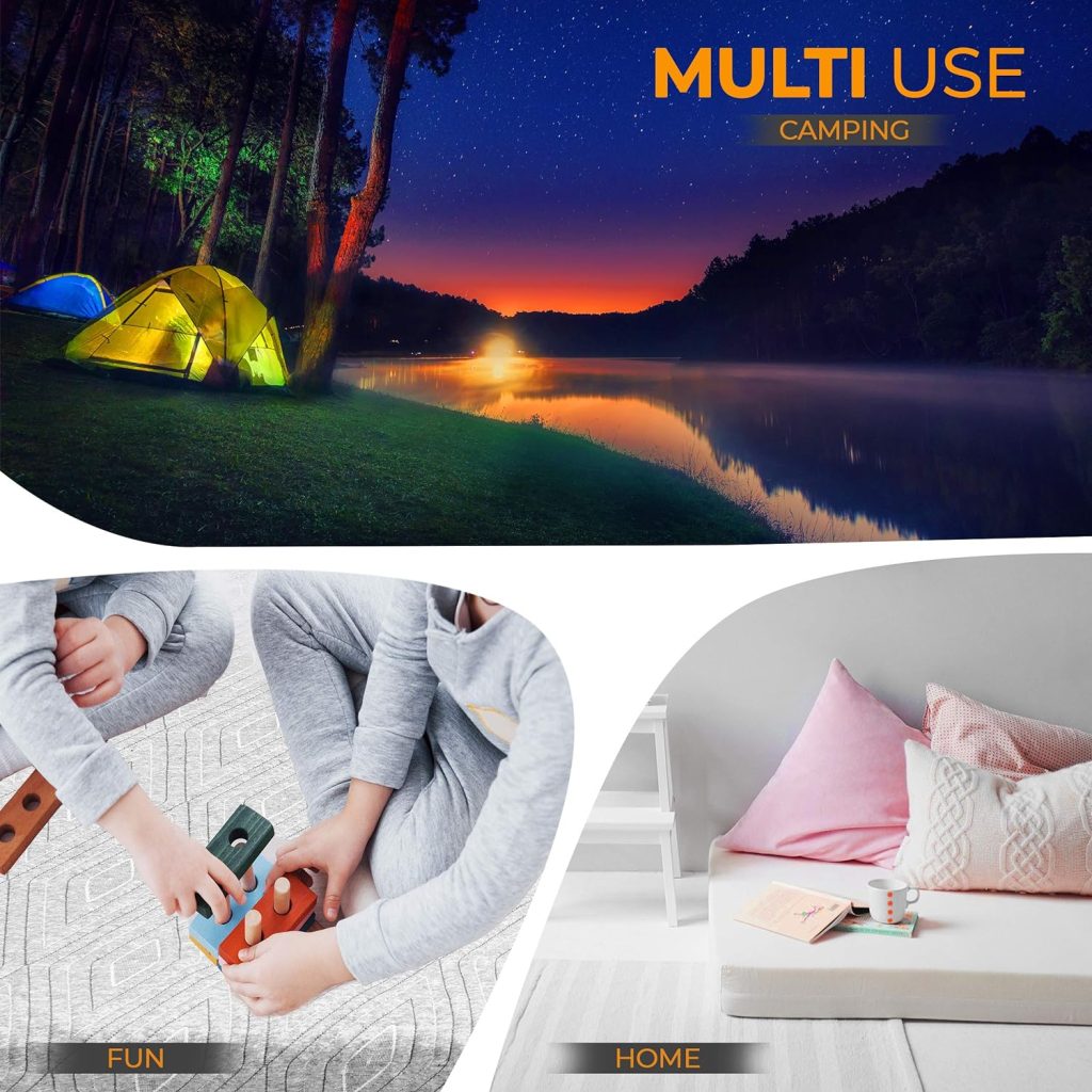 Roll Up Travel Mattress, CertiPUR-US 3” Cooling Gel Infused Memory Foam Sleeping Pad, Portable Foldable Floor Mat for Camping, Car  Bed Topper w/Waterproof Cover, Carry Bag | Kids, Cot, Single, Twin