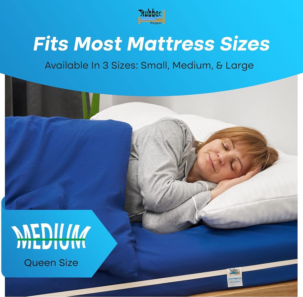 RUBBER HUGGER Bed Sheets Holder Band, Queen Size Mattress, Sheet Holder for Corners, Elastic Bedding Holder Band to Hold Sheets on The Bed, 1 Strap for Adjustable Mattresses Included, Medium Size