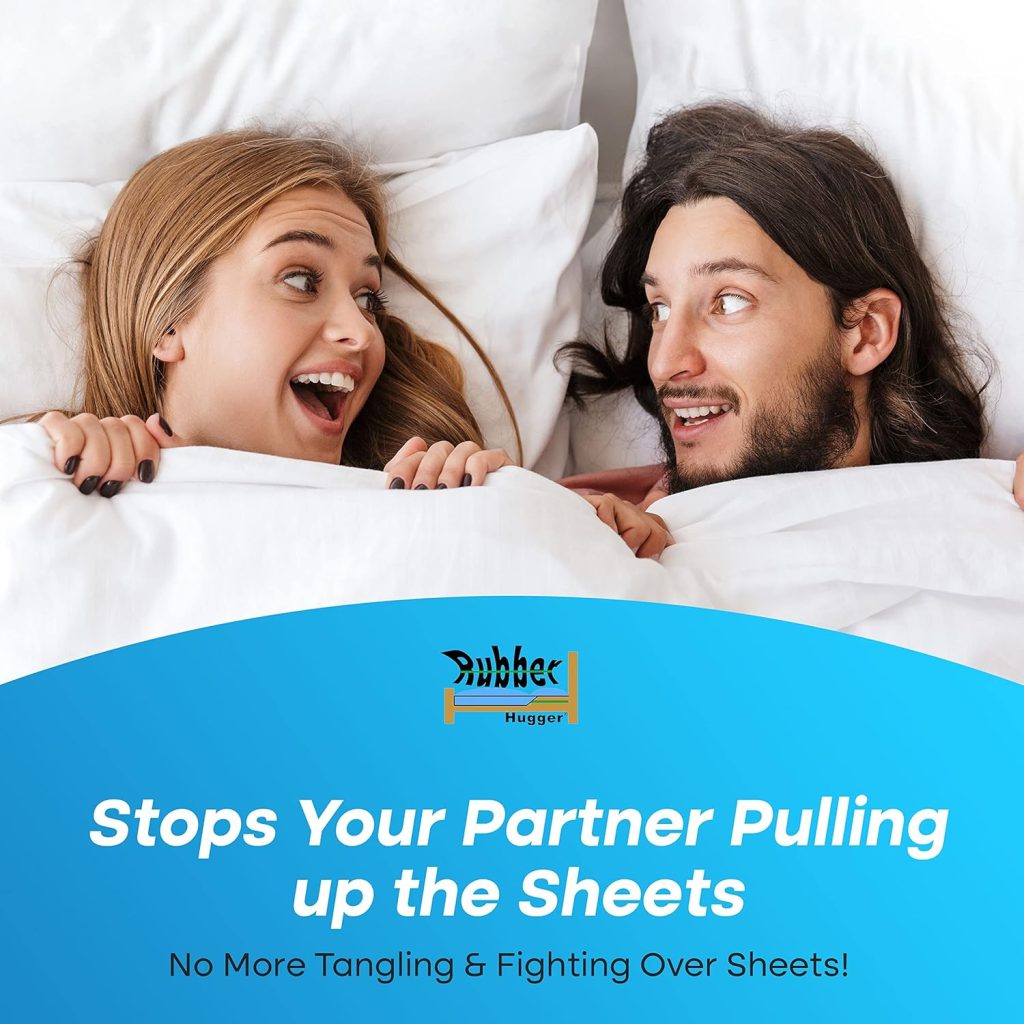 RUBBER HUGGER Bed Sheets Holder Band, Queen Size Mattress, Sheet Holder for Corners, Elastic Bedding Holder Band to Hold Sheets on The Bed, 1 Strap for Adjustable Mattresses Included, Medium Size