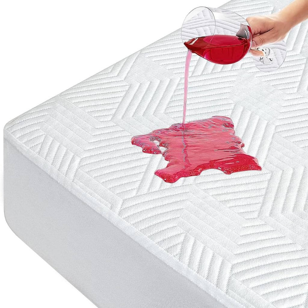 Timimi Queen Size 100% Waterproof Mattress Protector: Cooling Bed Mattress Cover - Ultra Soft  Breathable 3D Air Fabric Mattress Pad Cover Fitted 8-21 Deep Pocket - Noiseless Washable Vinyl Free