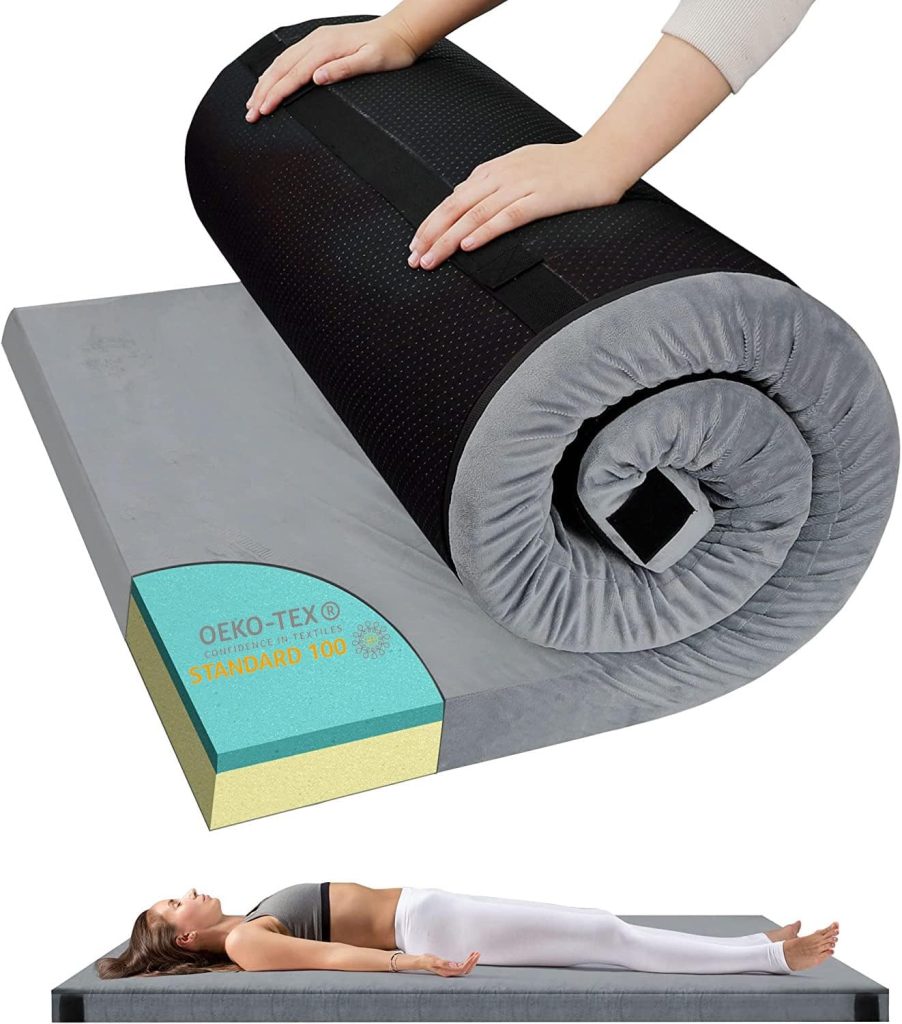 TONAHUTU Memory Foam Camping Mattress Pad, Portable Sleeping Pad Roll Up Travel Mattress Waterproof Foldable Floor Cot Mattress Guest Bed for Sleepover