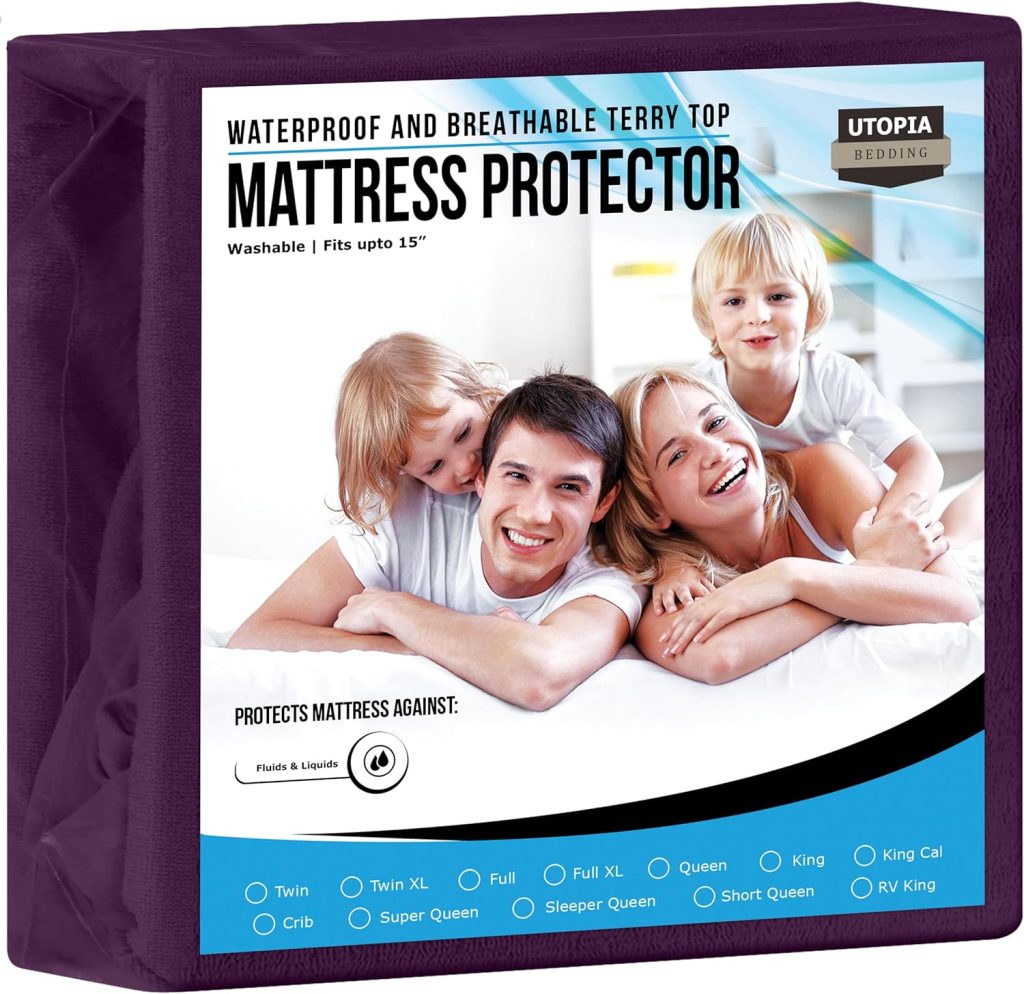 Utopia Bedding Waterproof Mattress Protector Twin Size, Premium Terry Mattress Cover 200 GSM, Breathable, Fitted Style with Stretchable Pockets (White)