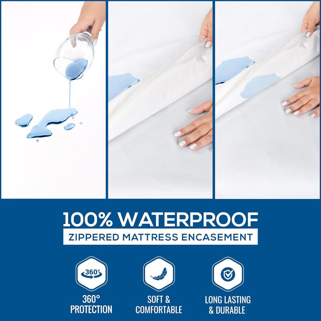 Utopia Bedding Zippered Mattress Encasement Queen - 100% Waterproof and Bed Bug Proof Mattress Protector - Absorbent, Six-Sided Mattress Cover Utopia Bedding Zippered Mattress Encasement Queen - 100% Waterproof and Bed Bug Proof Mattress Protector - Absorbent, Six-Sided Mattress Cover