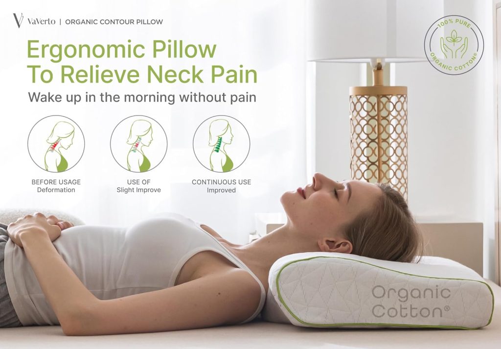 Vaverto Gel Memory Foam Pillow -Standard Size - Ventilated, Premium Bed Pillows with Viscose Made from Bamboo Pillow Cover, Cooling, Contoured Support, Orthopedic Sleeping