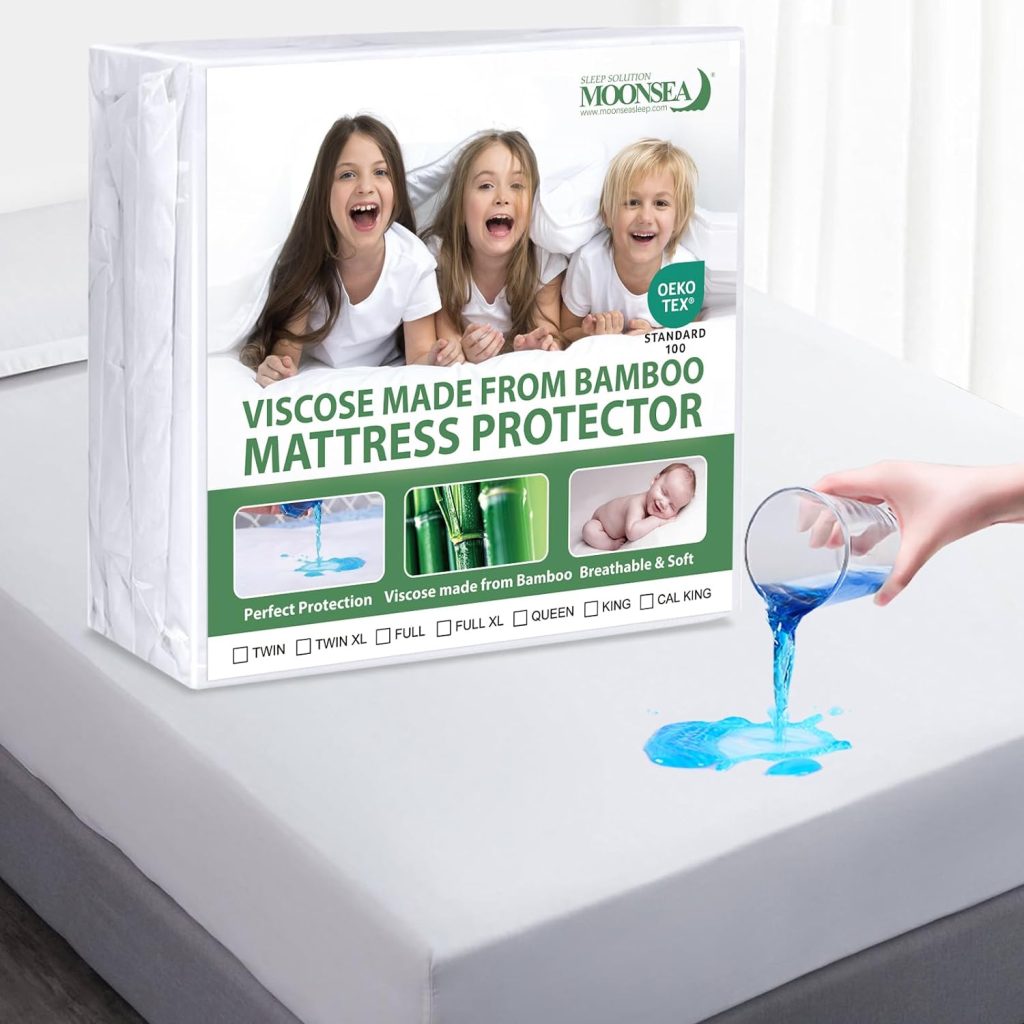 Waterproof Mattress Protector Twin Size, Skin Friendly and Breathable Twin Mattress Protector for 14 Deep Pocket, Viscose Made from Bamboo Jersey Mattress Cover