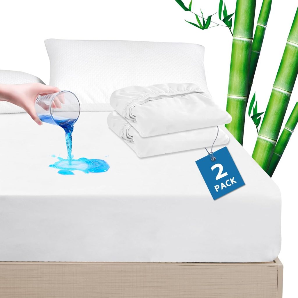 Waterproof Mattress Protector Twin Size, Skin Friendly and Breathable Twin Mattress Protector for 14 Deep Pocket, Viscose Made from Bamboo Jersey Mattress Cover