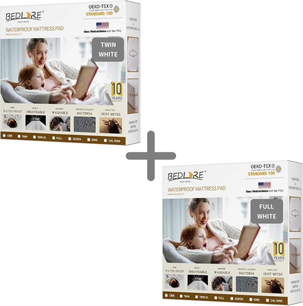 2 Pack Waterproof Mattress Protector, Queen Size Mattress Pad Noiseless with Deep Pocket 6-18 Depth, Soft  Breathable Dirt-Proof Bed Mattress Cover Washable for Home, Bedroom, Hotel (Gray)