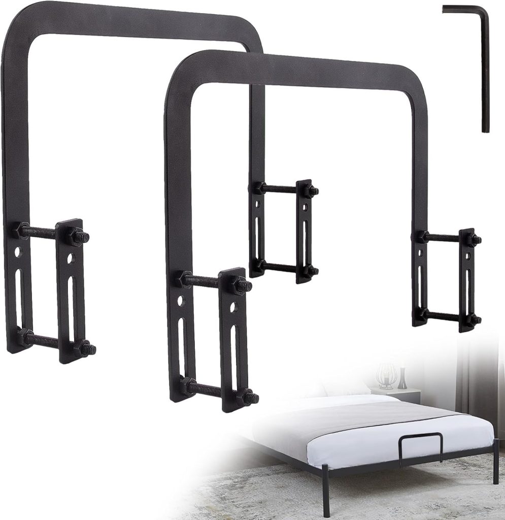 2Pcs Mattress Retainer Bar, ANTEQI Bed Frame Mattress Anti-Slip Baffle Adjustable Mattress Slide Stopper, Metal Mattress Holder Bed Gripper in Place to Keep Mattress from Sliding, Easy to Install