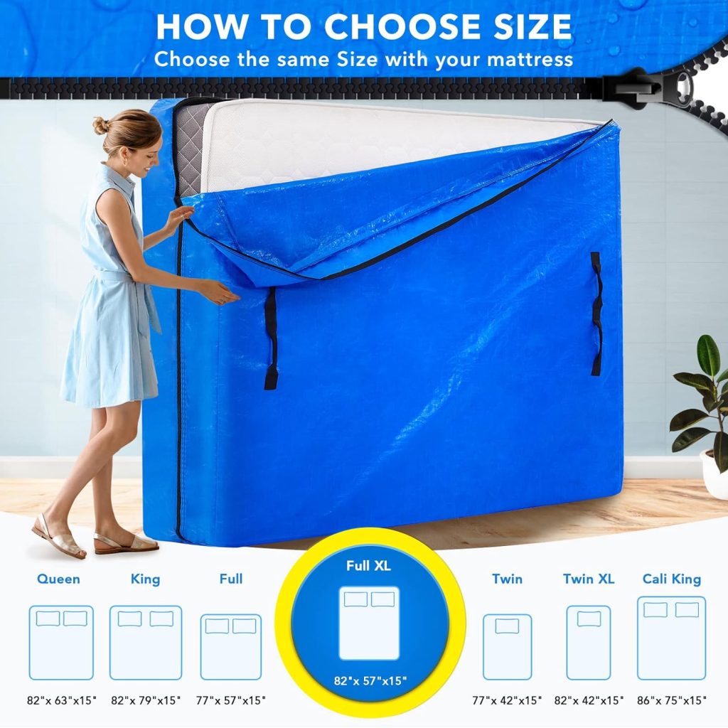 AlexHome Mattress Bag, Heavy Duty Tarp Reusable Storage Bag,Easy Carrier Mattress Moving Cover (Queen Size)