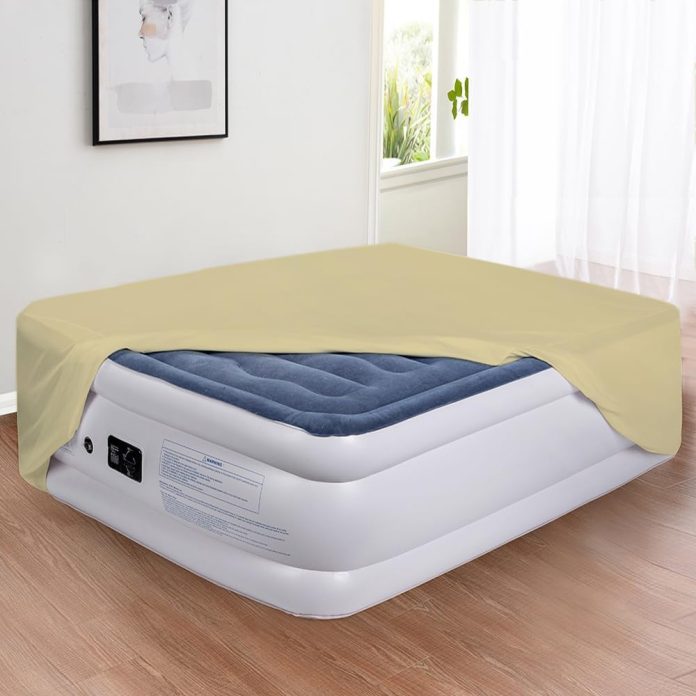 bedecor fitted sheet for air mattress inflate without disassembly convenient firm deep up to 21 white queen 1