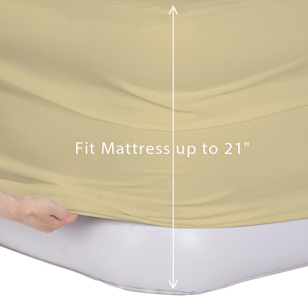 Bedecor Fitted Sheet for Air Mattress Inflate Without Disassembly Convenient  Firm Deep up to 21 White -Queen