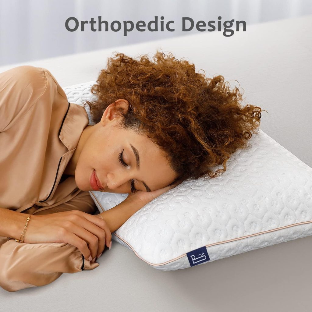 BedStory Memory Foam Pillow Medium Firm - Gel Foam Pillows for Sleeping Standard Size - Orthopedic Bed Pillows for Neck Pain - Stomach  Back Sleepers