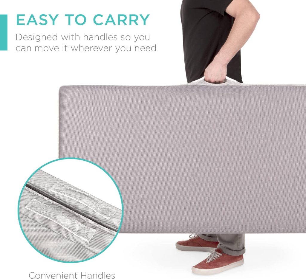Best Choice Products 4in Portable Mattress Folding Mattress Topper Twin for Camping, Guest, Toddler, Foam Plush w/Carry Case - Gray