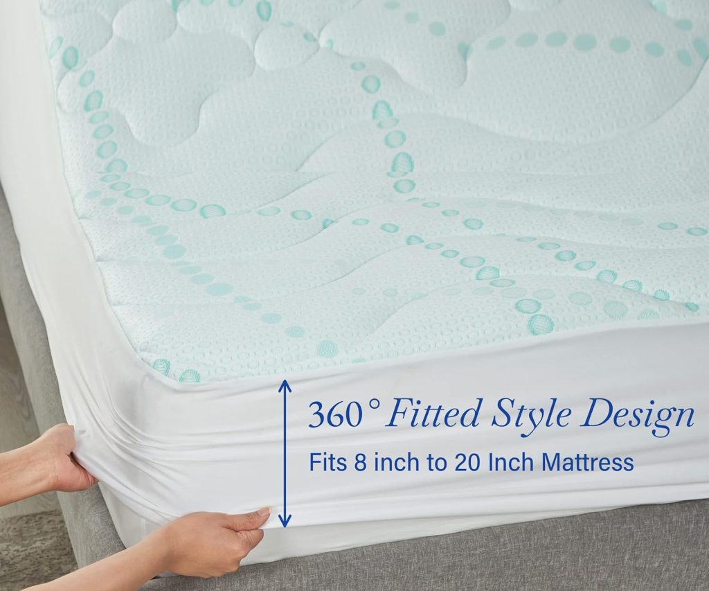 California Design Den Premium Waterproof Mattress Protector for Queen Size Bed - Soft, Cooling, Noiseless, Machine Washable, Fitted Mattress Cover with Deep Pockets to Fit 8-20 inch Mattress
