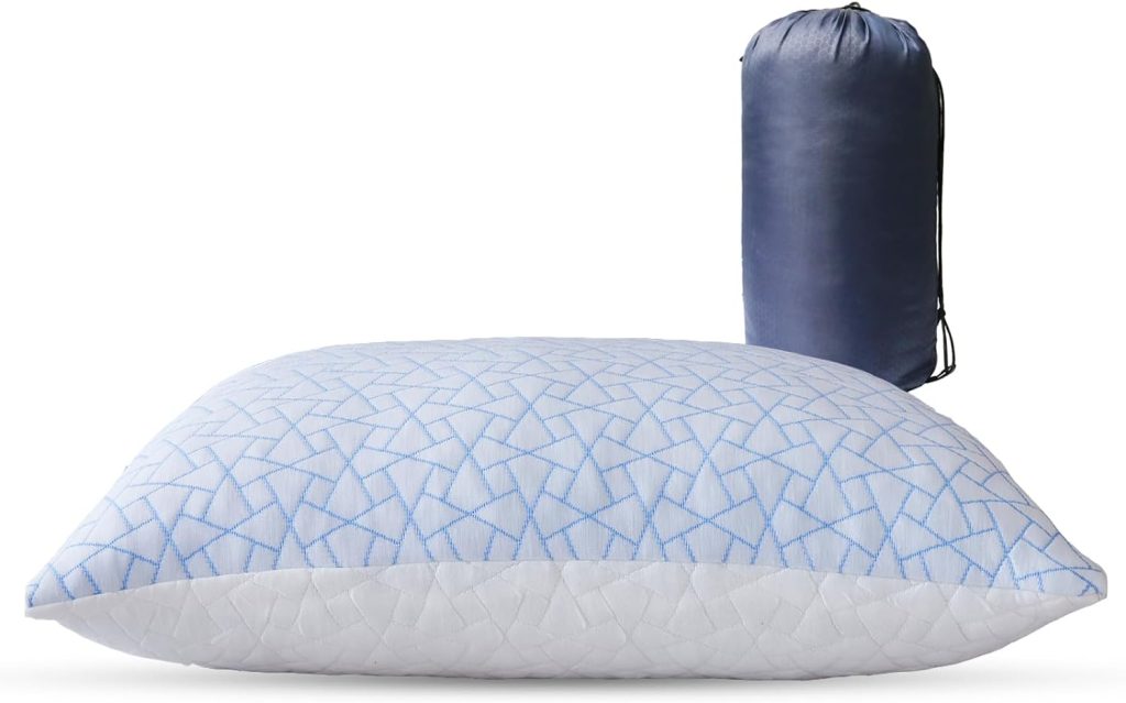 Cooling Pillow for hot Sleepers - Bamboo Pillow for Side and Back Sleeper - Adjustable Bed Pillows Queen for Neck and Shoulder Pain Relief - Shredded Memory Foam Cooling Gel Pillow with Extra Fill