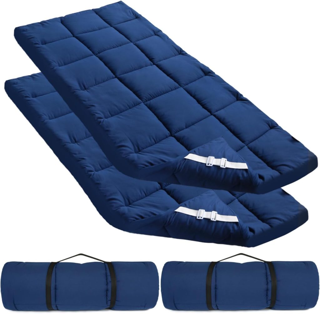 Cot Mattress Topper (Improved Thickness), Quilted Cot Pads for Camping, Soft Comfortable Sleeping Cot Mattress Pad Only, Camping Mattress Pad 75x30 for Camp Cot/Rv Bunk/Narrow Twin Beds, Navy